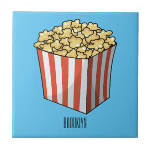 Popcorn cartoon illustratie tegeltje