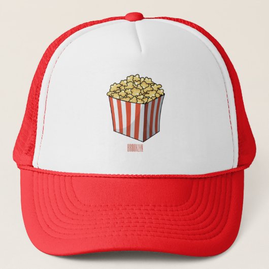 Popcorn cartoon illustratie trucker pet (Voorkant)