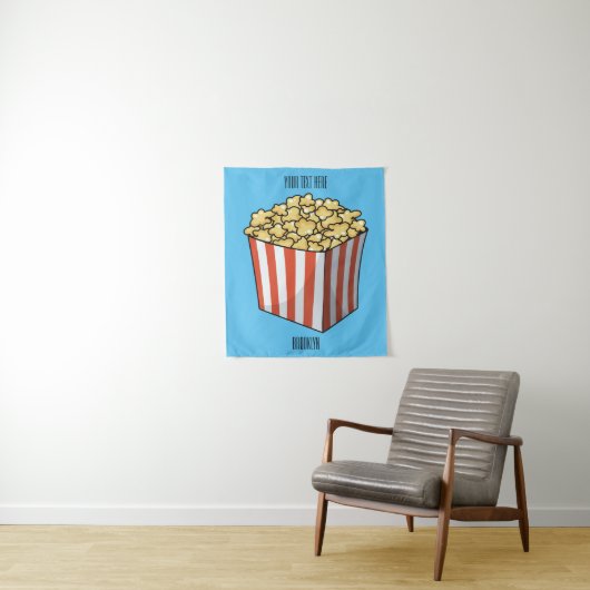 Popcorn cartoon illustratie wandkleed (In situ)
