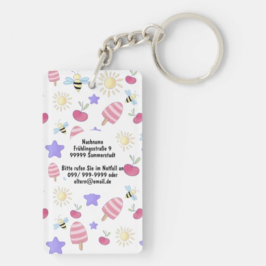 Popcorn Cartoon Notfall Schlüsselanhänger Kinder Sleutelhanger (achterkant)