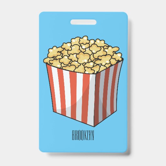 Popcorn cartoonillustratie badge (Voorzijde)