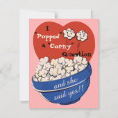Popcorn Corny Vraag, Cute Retro sparen de Datum Kaart (Voorkant)