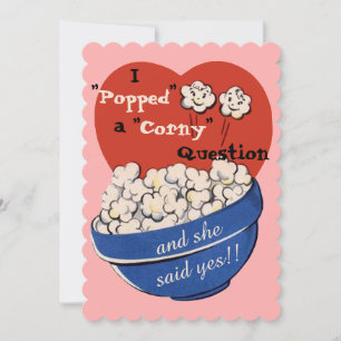 Popcorn Corny Vraag, Cute Retro sparen de Datum Kaart