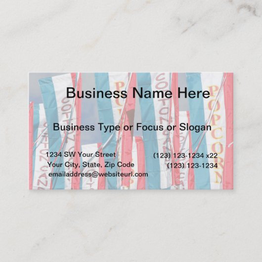 Popcorn Cotton Snoep Fair Flags Visitekaartje (Voorkant)