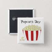 Popcorn Dag Vierkante Button 5,1 Cm (Voorkant /achterkant)