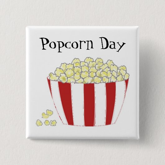 Popcorn Dag Vierkante Button 5,1 Cm (Voorkant)