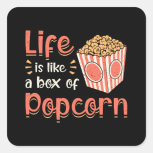 Popcorn Day Cinema Snack Film Pop Film Cadeau Idee Vierkante Sticker