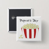 Popcorn Day Vierkante Button 5,1 Cm (Voorkant /achterkant)