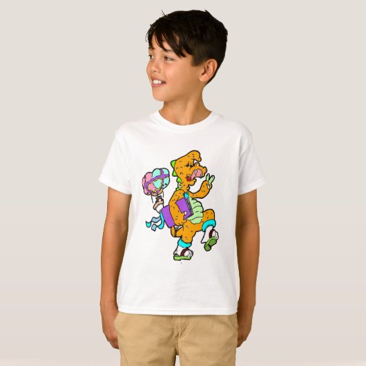 Popcorn de teenslippers Dino T-shirt (Voorkant volledig)