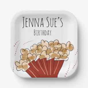 Popcorn Doodle Film Buitenfeest Verjaardag        Papieren Bordje