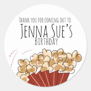 Popcorn Doodle Movie Outdoor Party Birthday Ronde Sticker