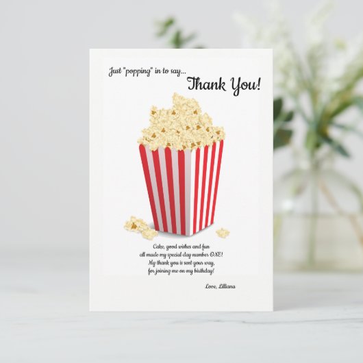 Popcorn doos Dank je wel Kaart (Staand voorkant)