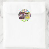 Popcorn en appelbeignets ronde sticker (Tas)