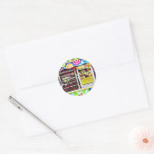 Popcorn en appelbeignets ronde sticker (Envelop)