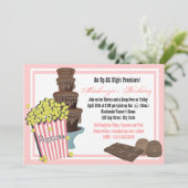 Popcorn en chocolade film Sleepover Kaart (Staand voorkant)