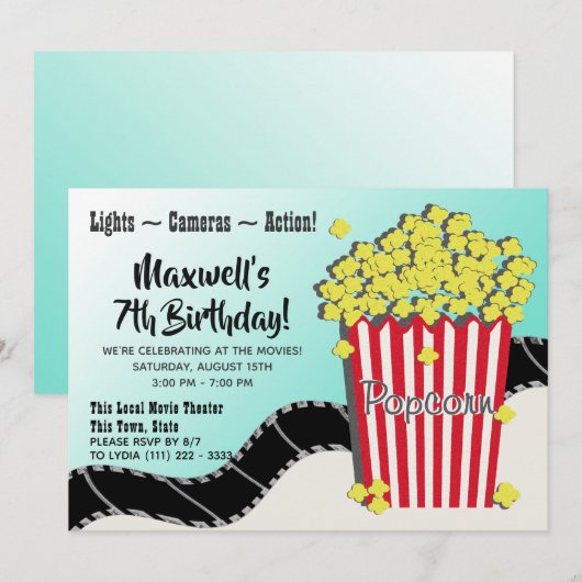 Popcorn en een film kaart (Voorkant / Achterkant)