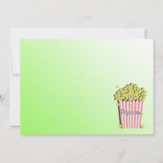 Popcorn en een film roze en groen kaart (Achterkant)