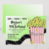 Popcorn en een film roze en groen kaart (Voorkant / Achterkant)