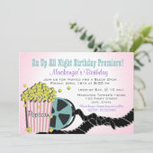 Popcorn en een film Sleepover Kaart (Staand voorkant)