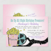 Popcorn en een film Sleepover Kaart (Voorkant / Achterkant)