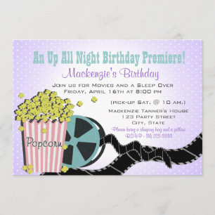 Popcorn en een film Sleepover Paarse Kaart