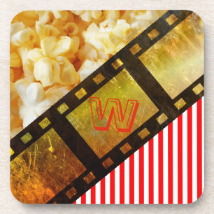 Popcorn en filmspoel film coaster bier onderzetter