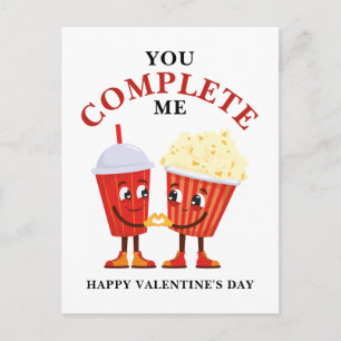 Popcorn en frisdrank Je maakt me Valentijnse woord Briefkaart