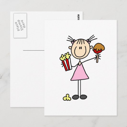 Popcorn- en katoenoverhemden en -Snoepjes Briefkaart (Voorkant / Achterkant)