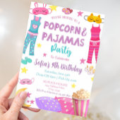 Popcorn en pyjama feestuitnodiging kaart