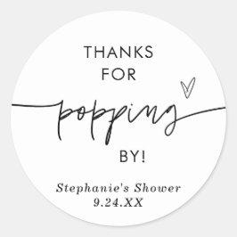 Popcorn Favor Sticker, Bedankt voor het langskomen Ronde Sticker