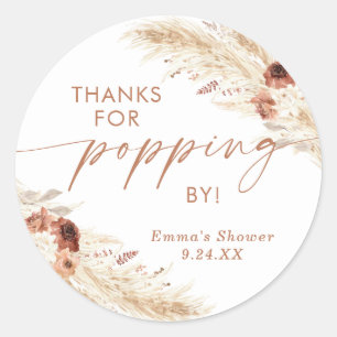 Popcorn Favor Sticker, Bedankt voor het langskomen Ronde Sticker
