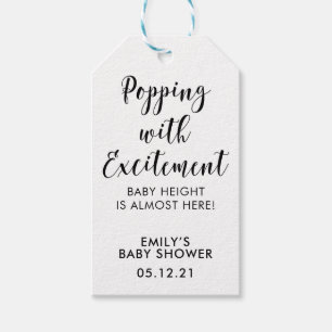 Popcorn Favor Tags, Eenvoudig Baby shower gunst Cadeaulabel