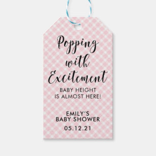 Popcorn Favor Tags, Meisje Baby shower gunst Cadeaulabel