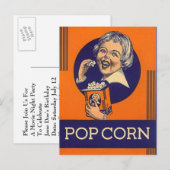 Popcorn Film Nacht Party Nodig Briefkaarten uit (Voorkant / Achterkant)