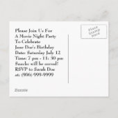 Popcorn Film Nacht Party Nodig Briefkaarten uit (Achterkant)