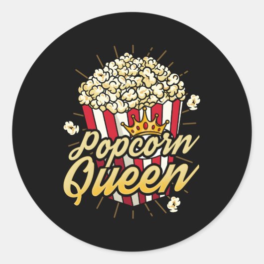 Popcorn Film Nachtbioscoop Ronde Sticker (Voorkant)