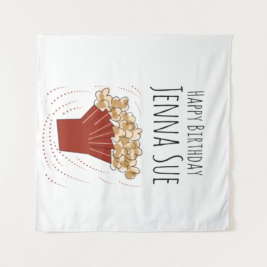 Popcorn Film Outdoor Party Birthday Wandkleed (Voorkant (horizontaal))
