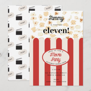 Popcorn Film Party Verjaardagsfeest Thema Kaart