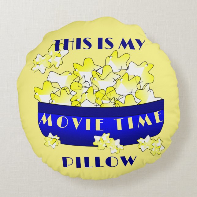 Popcorn Film Tijd  Rond Kussen (Achterkant)