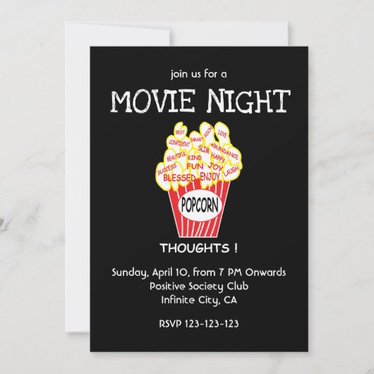 Popcorn Filmavond Feestje Kaart (Voorkant)