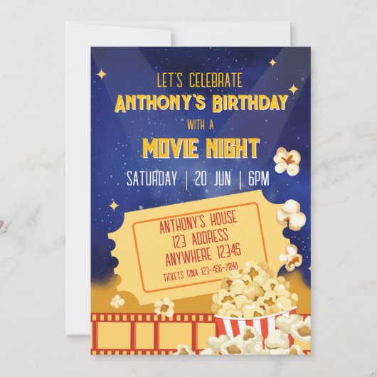 Popcorn & Filmavond Verjaardag Kaart (Voorkant)