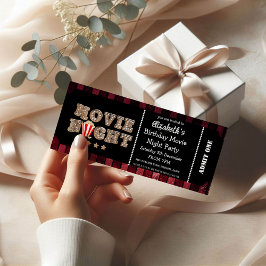 Popcorn Filmavond Verjaardagsfeest Ticket Stijl  Kaart