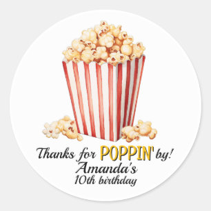 Popcorn Filmavond Verjaardagsstickers Ronde Sticker