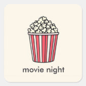 Popcorn filmavond vierkante sticker (Voorkant)