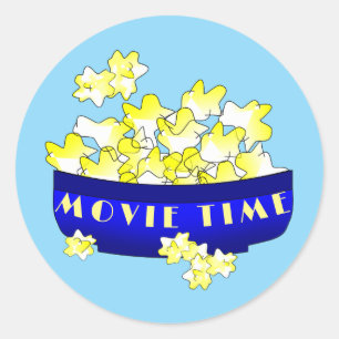 Popcorn Filmtijd Ronde Sticker