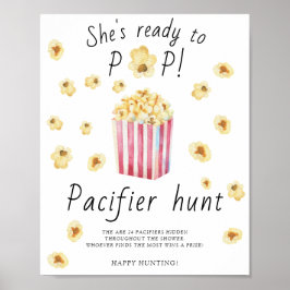 Popcorn - fopspeen jacht baby shower spel poster
