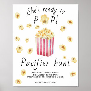 Popcorn - fopspeen jacht baby shower spel poster