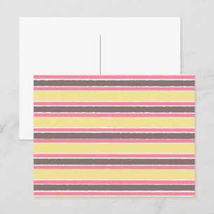 Popcorn Geel Bubblegum Roze Koffie Bruin Strepen Briefkaart