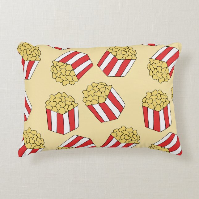 Popcorn hand getrokken, kleurrijk naadloos patroon accent kussen (Voorkant)