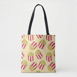 Popcorn hand getrokken, kleurrijk naadloos patroon tote bag